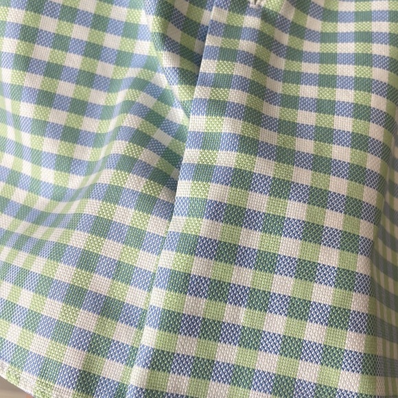 Neiman Markus wrinkle free blue green gingham checkered button up causal shirt - Picture 6 of 16